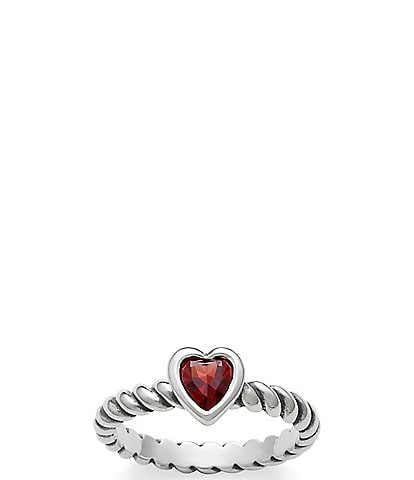 James Avery Heart with Garnet Twisted Wire January Birthstone Ring