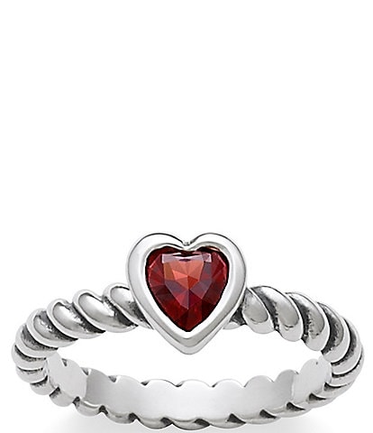 James Avery Heart with Garnet Twisted Wire January Birthstone Ring