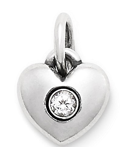 James Avery Keepsake Heart April Birthstone with Lab-Created White Sapphire Charm