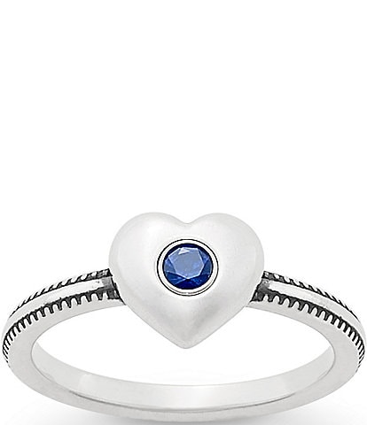 James Avery Keepsake Heart with Lab-Created Blue Sapphire Ring