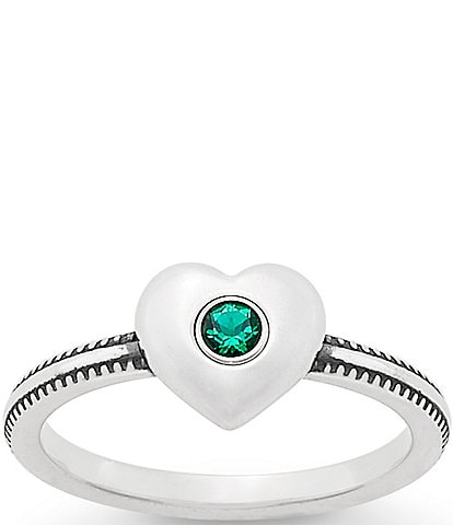 James Avery Keepsake Heart with Lab-Created Emerald Ring