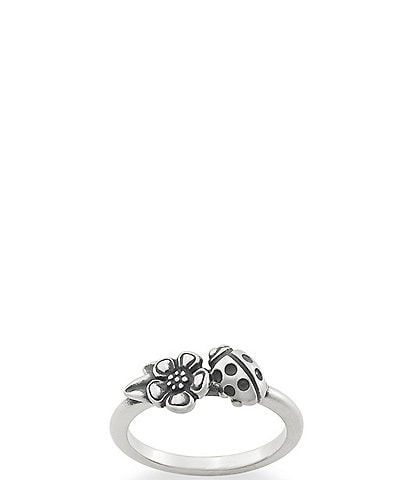 James Avery Ladybug and Flower Band Ring