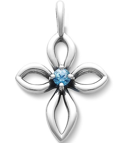 James Avery Remembrance Cross December Birthstone with Blue Zircon Charm
