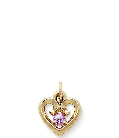 James Avery 14K Gold Remembrance Heart With Lab-Created Pink Sapphire Charm