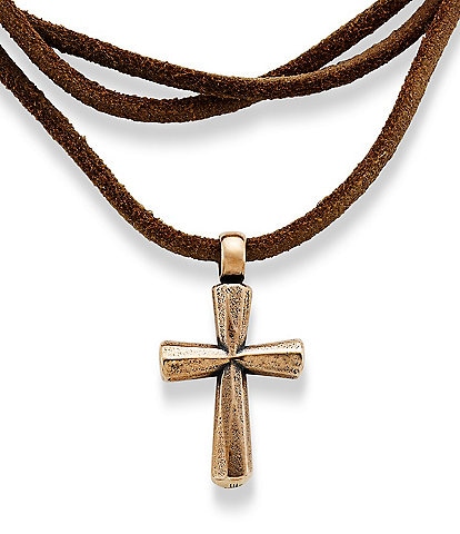 James Avery Rustic Bronze Cross Leather Necklace