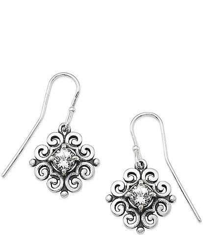 James Avery Scrolled Ear Hooks Sterling Silver with April Birthstone