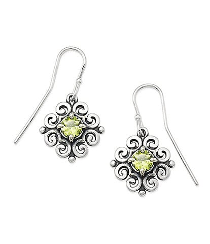James Avery Scrolled Ear Hooks with August Birthstone