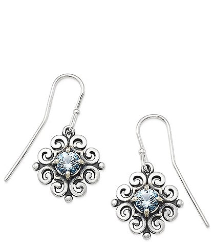 James Avery Scrolled Ear Hooks Sterling Silver With December Birthstone