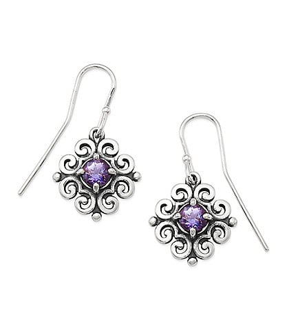 James Avery Scrolled Ear Hooks with June Birthstone