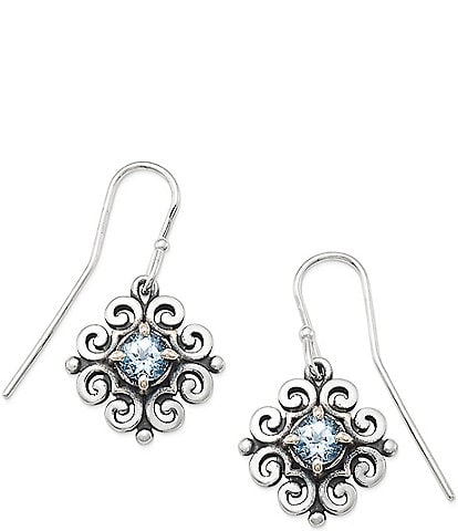 James Avery Crystal with March Birthstone Scrolled Ear Hooks