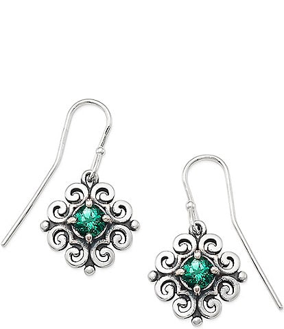 James Avery Scrolled Ear Hooks with May Birthstone