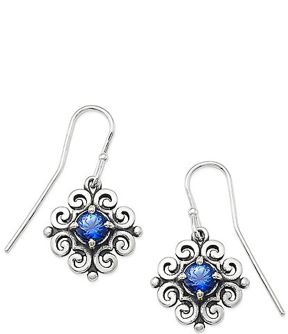 James Avery Sterling Silver With Crystal September Birthstone Scrolled Ear Hooks