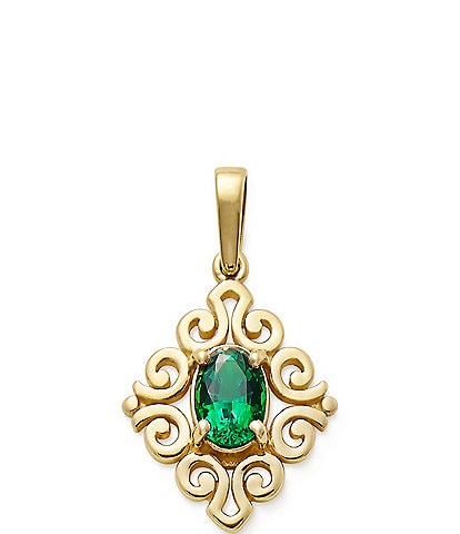 James Avery 14K Gold Scrolled Lab-Created Birthstone Pendant