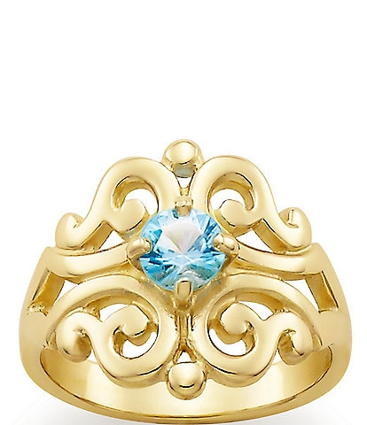 James Avery 14K Spanish Lace Ring December Birthstone with Blue Topaz