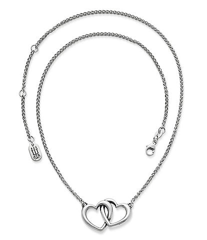 James Avery Sterling Silver Double Heart Linked Necklace