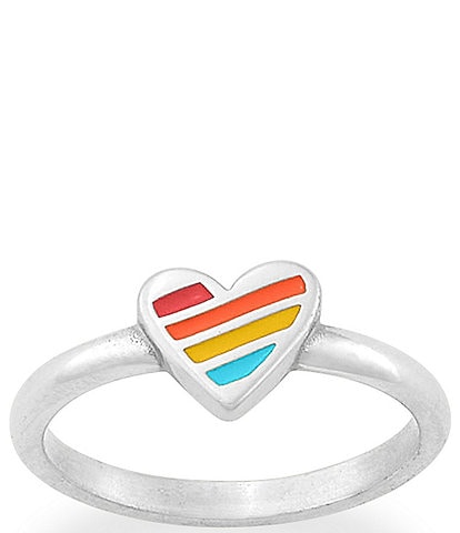 James Avery Sterling Silver Enamel Rainbow Heart Ring