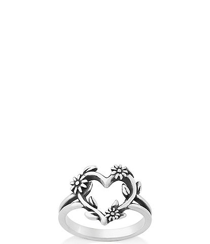 James Avery Sterling Silver Flowering Vines Heart Ring