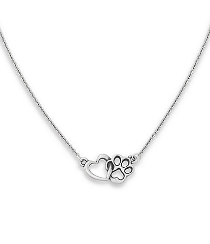 James Avery Sterling Silver Furry Friends Heart Short Pendant Necklace