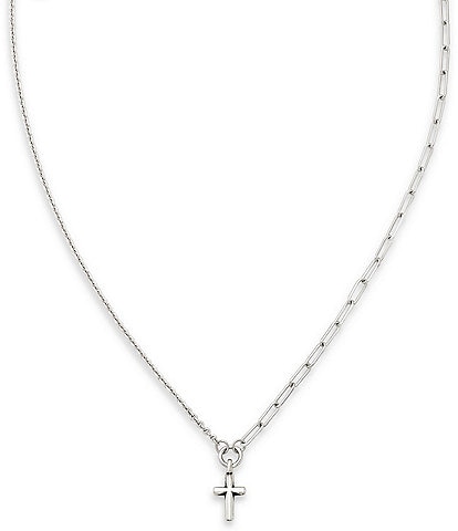 James Avery Sterling Silver Paired Chains Cross Short Pendant Necklace