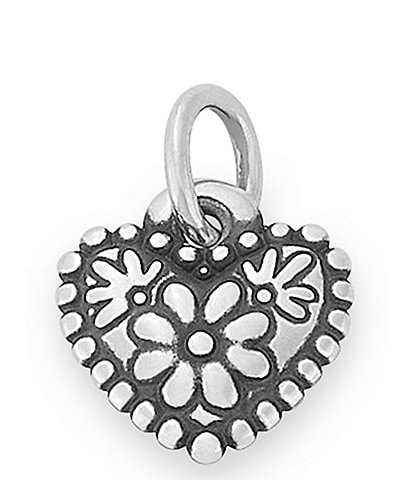 James Avery Sterling Silver Petite Floral Heart Charm