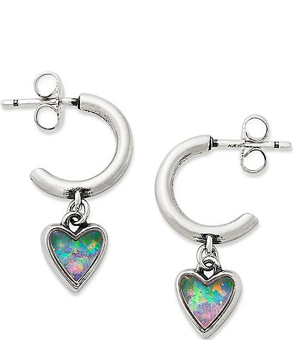 James Avery Sweetheart Green Opal Doublet Hoop Earrings
