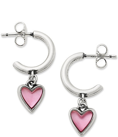 James Avery Sweetheart Rouge Doublet Heart Hoop Ear Posts