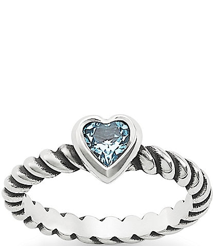 James Avery Twisted Wire Heart Blue Topaz Ring