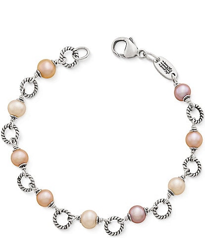 James Avery Twisted Wire Link Bracelet with Multi-Colored Cultured Pearls