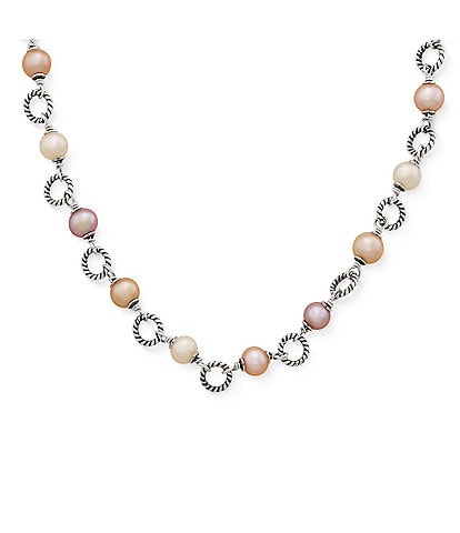 James Avery Twisted Wire Link Necklace with Cultured Pearls