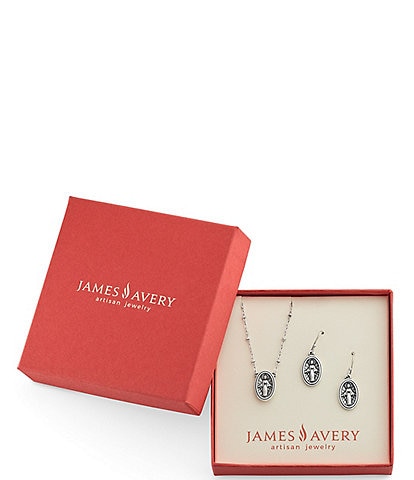 James Avery Virgin Mary Pendant Necklace & Drop Earrings Gift Set