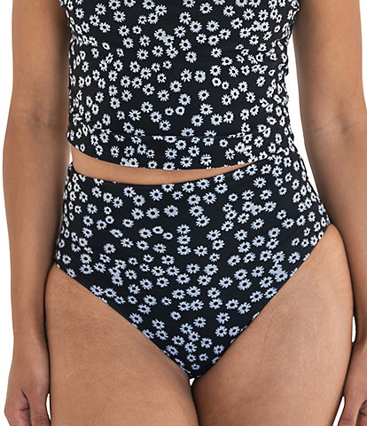 Janela Bay Daisy Mesh High Waist Pull-On Swim Bottom