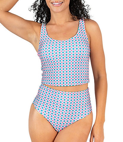Janela Bay Sunburst Go-To Scoop Neck Crop Tankini Swim Top & Seamless High Waist Swim Bottom