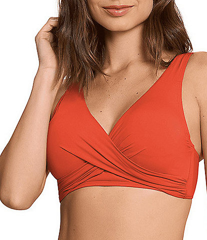  Solid Surplice Neck Underwire Bralette Swim Top
