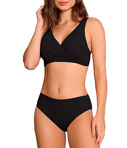 Jantzen Solid Surplice Underwire Bralette Swim Top & Stitch Foldover Hipster Swim Bottom
