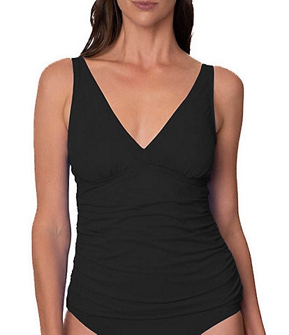  Solid V-Neck Underwire Tankini Swim Top