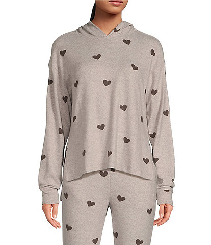 Jasmine & Ginger Heart Print Brushed Knit Long Sleeve Coordinating Hoodie