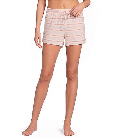 Jasmine & Ginger Striped Print Drawstring Coordinating Knit Lounge Sleep Shorts