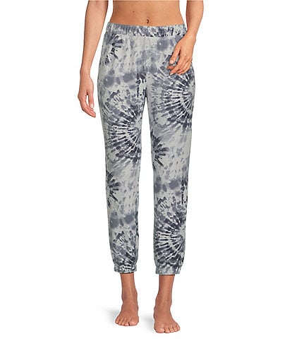 Jasmine & Ginger Tie Dye Print Brushed Knit Elastic Waist Coordinating Sleep Jogger