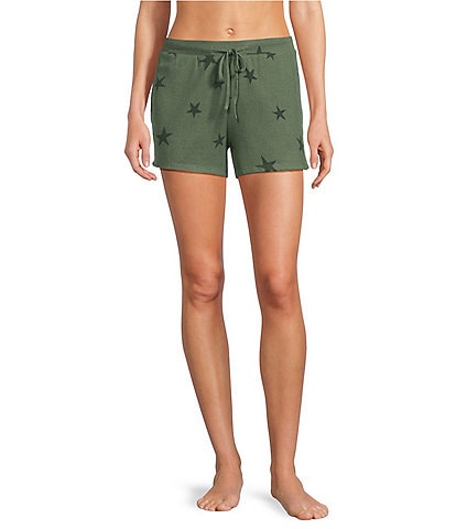Jasmine & Ginger Tossed Stars Print Drawstring Coordinating Knit Sleep Shorts