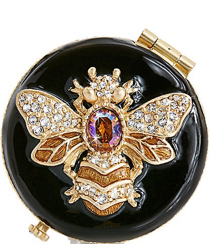 Jay Strongwater Buzz Bee Jeweled Double-Sided Round Compact Mirror
