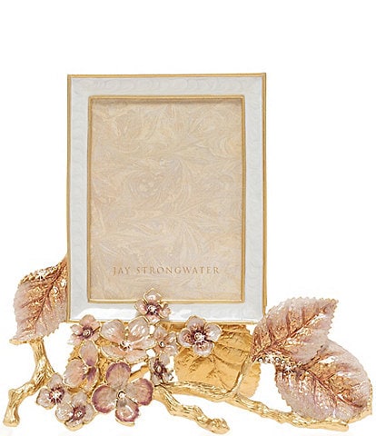 Jay Strongwater Colbie Hydrangea Boudoir Gold Picture Frame, 3x4