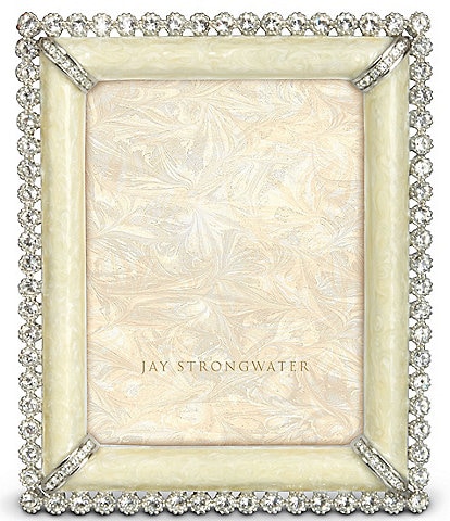 Jay Strongwater Emilia Stone Edge Crystal Pearl 3" x 4" Picture Metal Frame