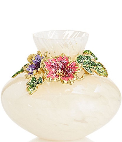 Jay Strongwater Holland Leaf and Flower Speckled Glass Vase