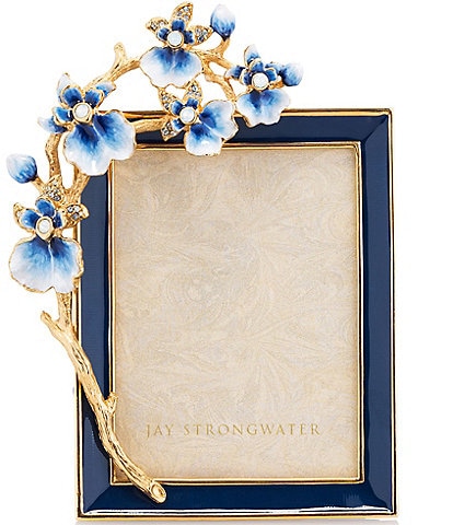 Jay Strongwater Kelsey Orchid Delft Garden Blue Photo Frame