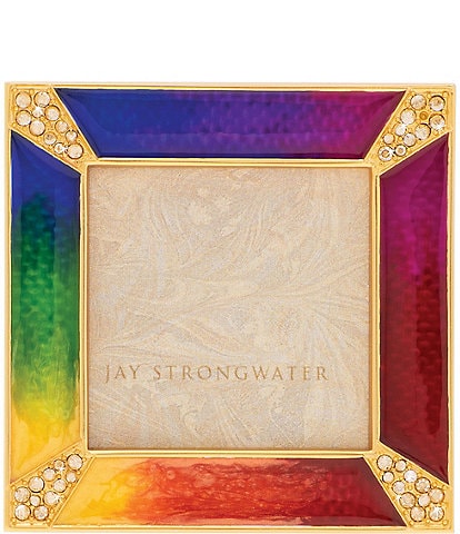 Jay Strongwater Rainbow Leland Pave Corner 2-inch Square Picture Frame
