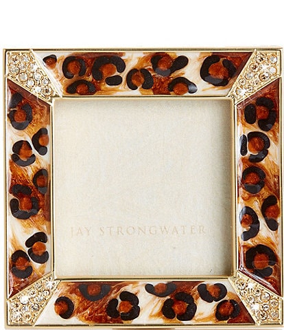 Jay Strongwater Leland Pave Corner Amber-Colored Leopard Spotted Design 2-inch Square Picture Frame