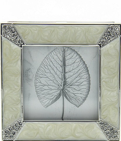 Jay Strongwater Leland Pave Corner Crystal Pearl Square Picture Frame, 2-inch