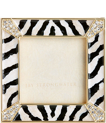 Jay Strongwater Leland Pave Zebra Striped Pave Corner 2#double; Square Picture Frame