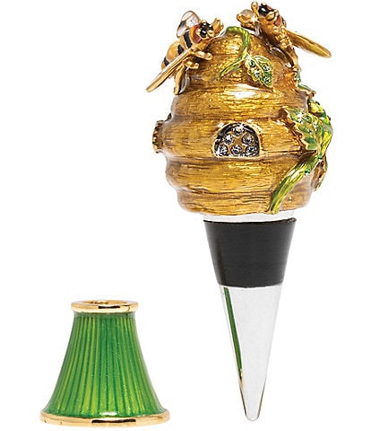 Jay Strongwater Mead Beehive Wine Stopper & Stand