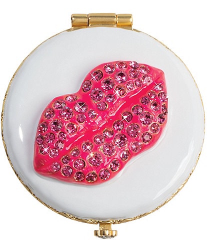 Jay Strongwater Monroe Lip Double-Sided Round Compact Mirror